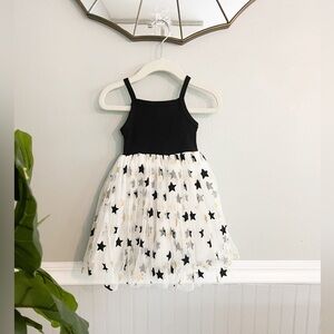 Toddler Girls Black White Gold Star Tulle Dress Size 2T